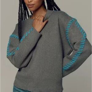 NWT - Anthropologie (English Factory) Grey Mock-Neck WhipstitchSweater